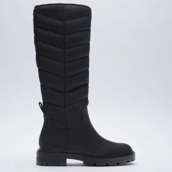 Zara Low Heel Tall Quilted Boots - Picture 3 of 3